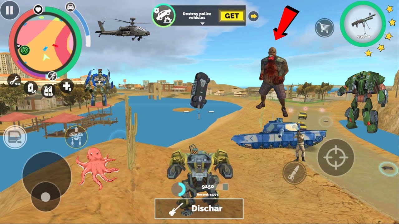 Vegas Crime Simulator (BD 100 Ground Machine Fight Policeman) Police Car Stunt - Android Gameplay HD