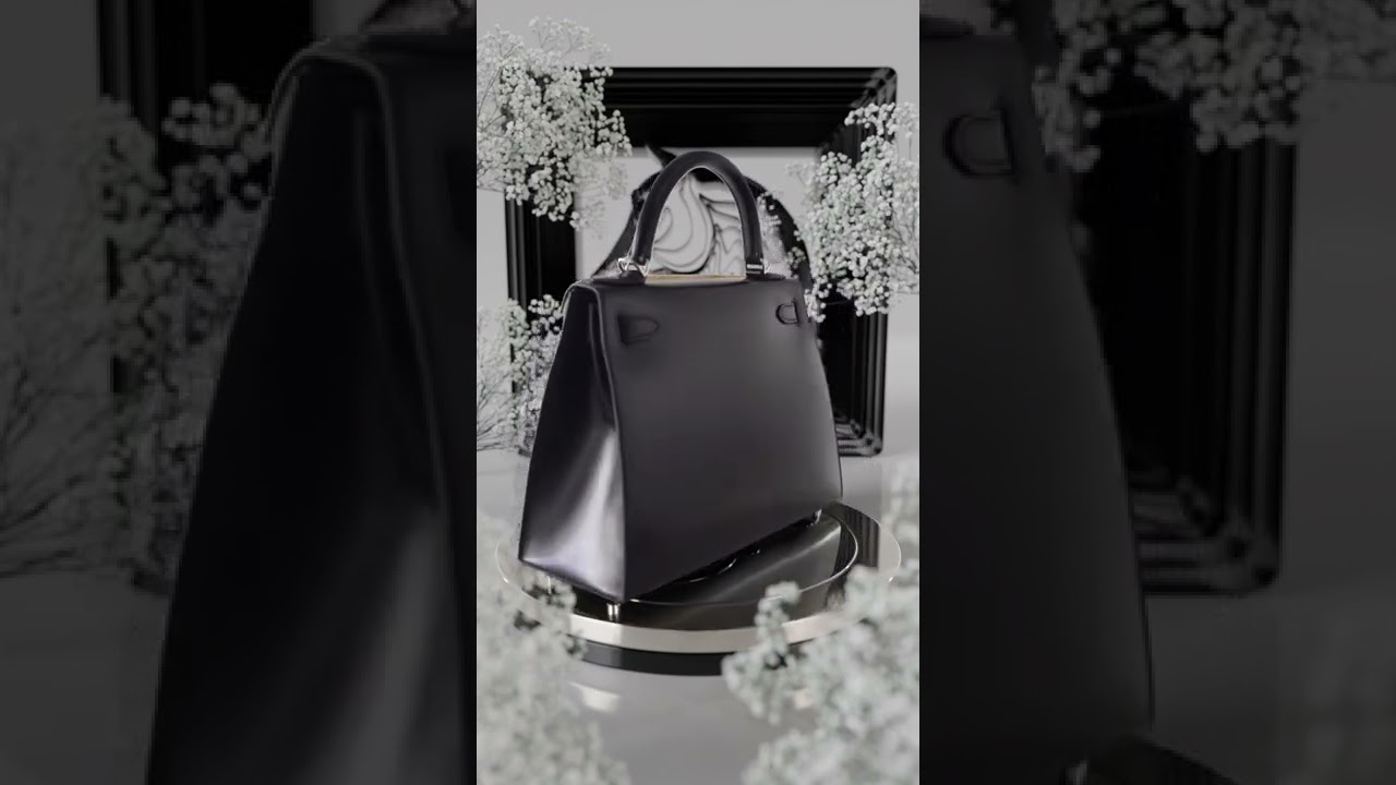 Hermes Kelly Sellier 28 Bag Black Box Leather Palladium Hardware • MIGHTYCHIC •