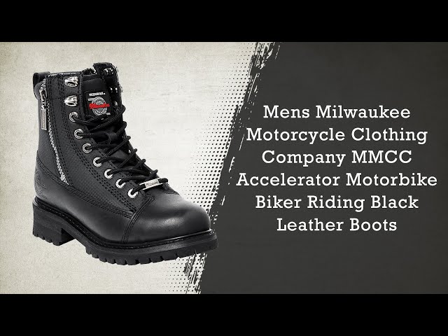 Milwaukee Motorcycle Clothing Company Accelerator Leather Mens Motorcycle Boots Black, Size 8D Milwaukee Motorcycle Clothing Company Accelerator Leather Mens Motorcycle Boots Black, Size 8D