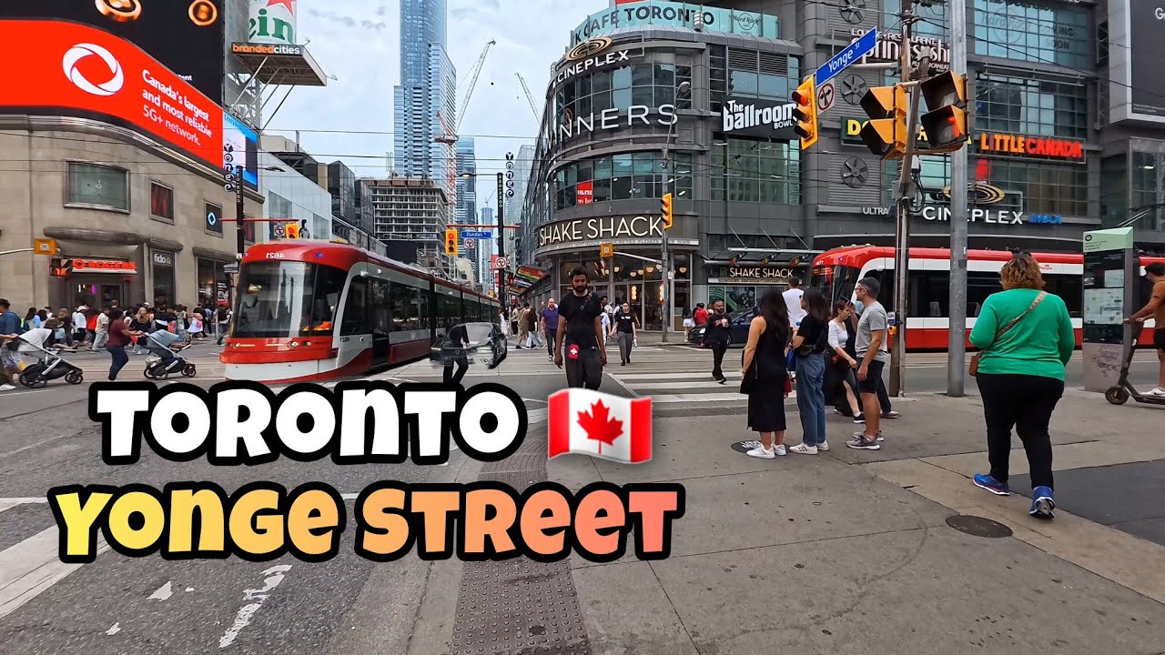 Toronto 🇨🇦 Saturday Yonge Street Downtown Walking Tour Canada 4k