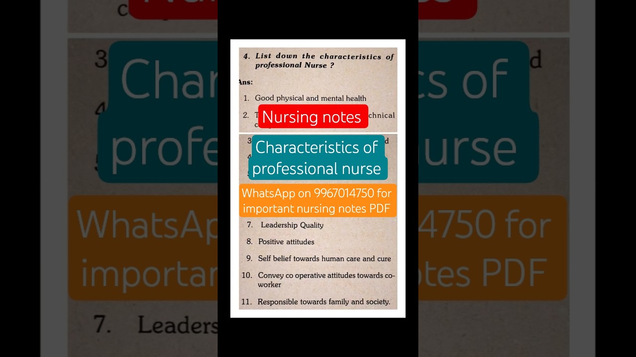 characteristics of professional nurse || nursing notes || nursing foundation