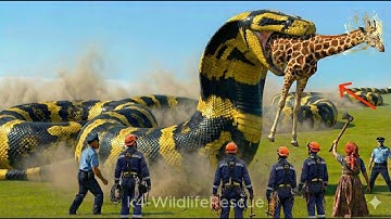 Brave Heroes Battle Giant Python To Rescue Hyperactive And Terrified Mother Giraffe