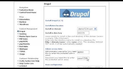 How to install Drupal from Fantastico