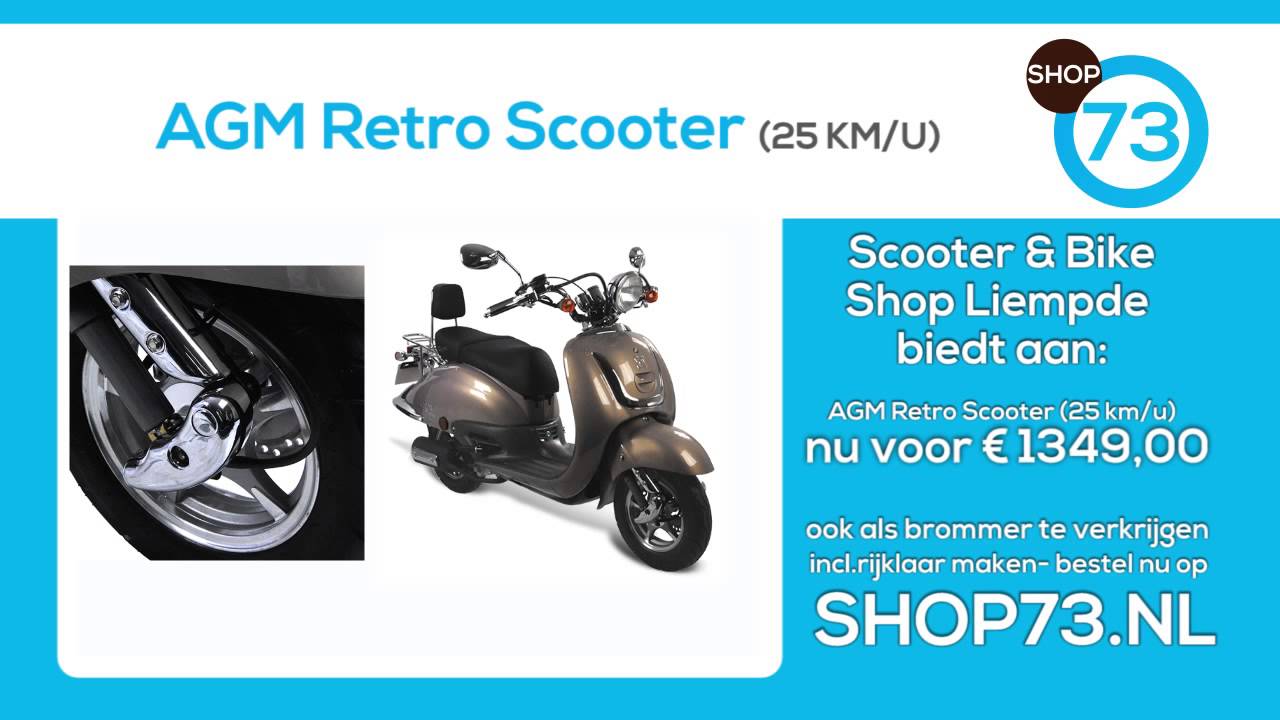 SHOP73 - AGM Retro Scooter van Scooter Bike Shop Liempde - YouTube
