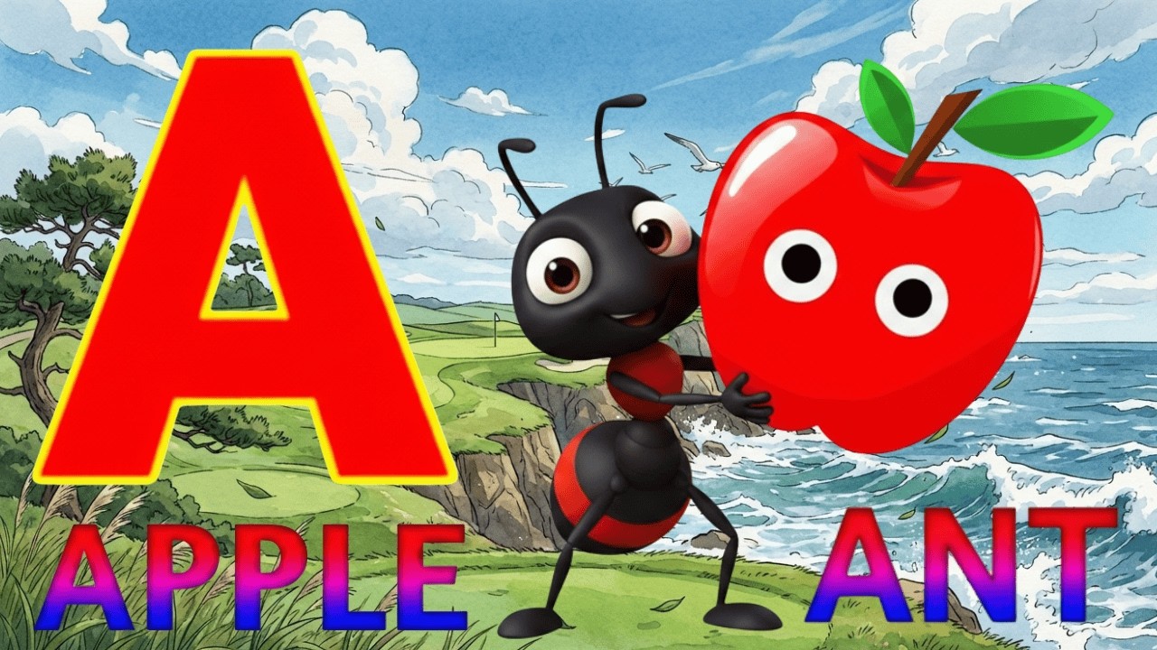 Phonics Song 2 with TWO Words in 3D - A For Apple🍎🐜 A for Ant  - ABC Alphabet Songs for Children's
