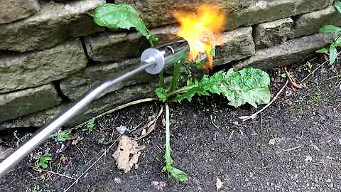 Gas Weed Burner In Use