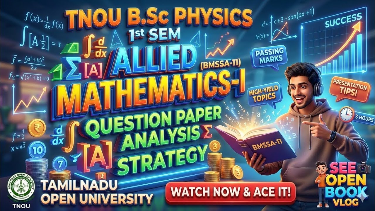 TamilNadu Open University(TNOU) Allied Mathematics (BMSSA-11) |  Pass செய்வது எப்படி? | B.Sc Physics