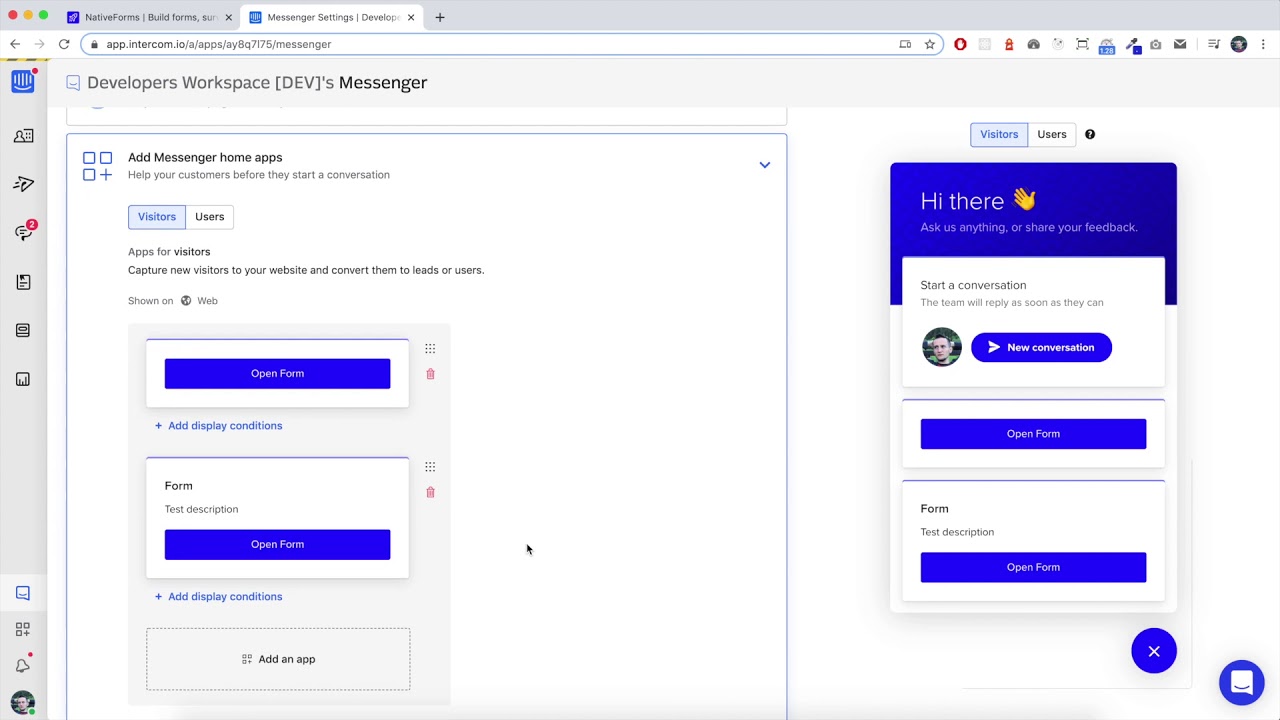 NativeForms / Intercom - Custom Integration - YouTube