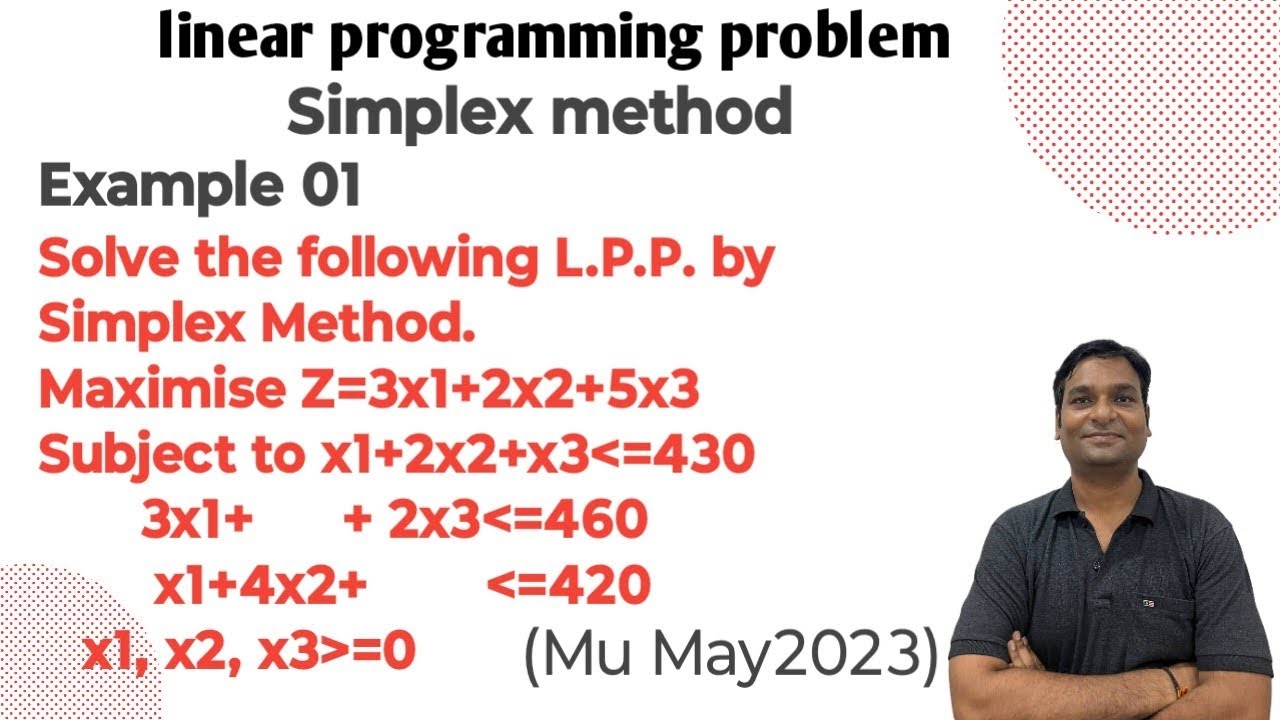 Simplex Method. Z=3x1+2x2+5x3Subject x1+2x2+x3=430 3x1+ 2x3=460 x1+4x2 ...