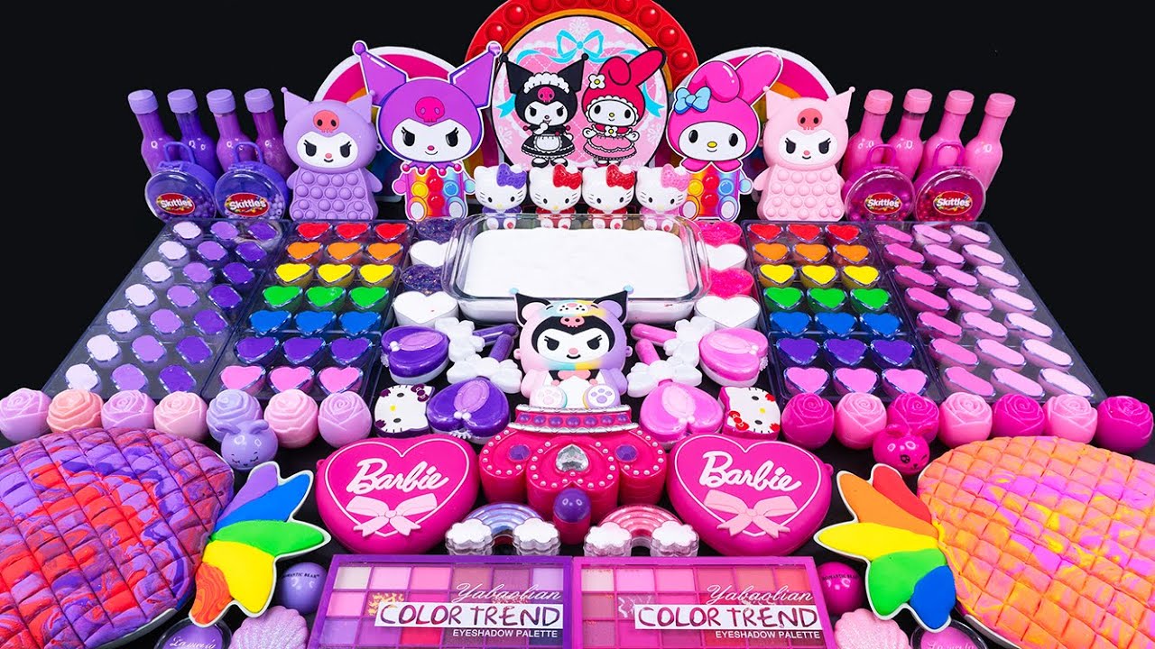 Random ASMR Slime Mixing 🌈 Rainbow Kuromi vs Glitter Slime | Random Makeup Mixing