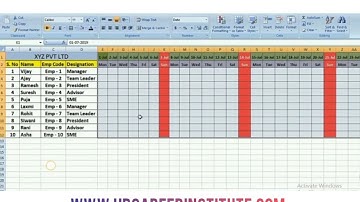 Attendance Sheet using data validation & conditional formatting formula on MS Excel #Attendancesheet