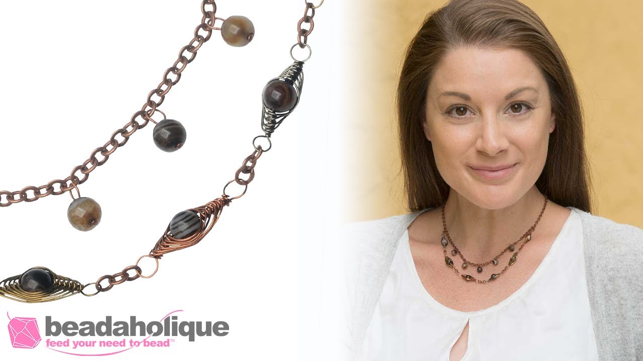 How to Make a Gemstone Herringbone Necklace with Wire Elements YouTube