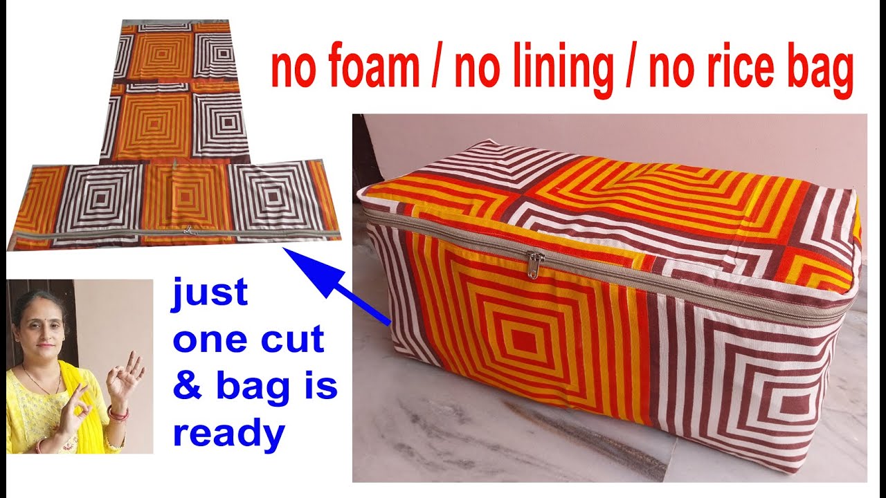 no form / no rice bag - big organizer just with old bedsheet / cloth storage bag sewing /bag making
