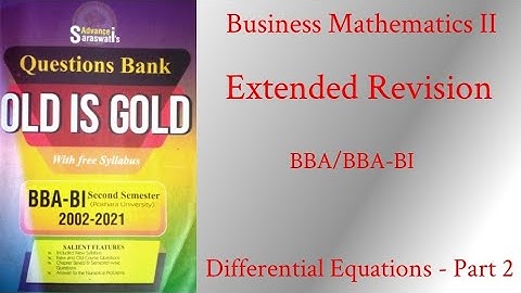 Business Mathematics II (Pokhara University) Extended Revision (Unit 5 - Part 12)