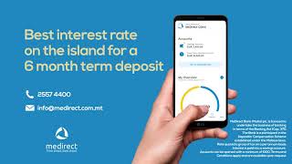 Benefit from a 1.25% interest rate on a Euro 6-month term deposit with MeDirect!