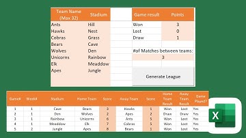 League Creator in Excel