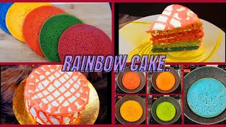 Rainbow Cake | Cake in Frying Pan | Rainbow Cake Without Oven, Butter, Condensed Milk, Curd : )