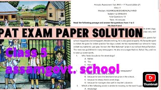 CLASS 5 #PAT Exam solution English paper Assam government school