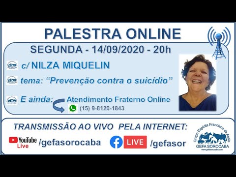 Assista: Palestra online - c/ NILZA MIQUELIN (14/09/2020)