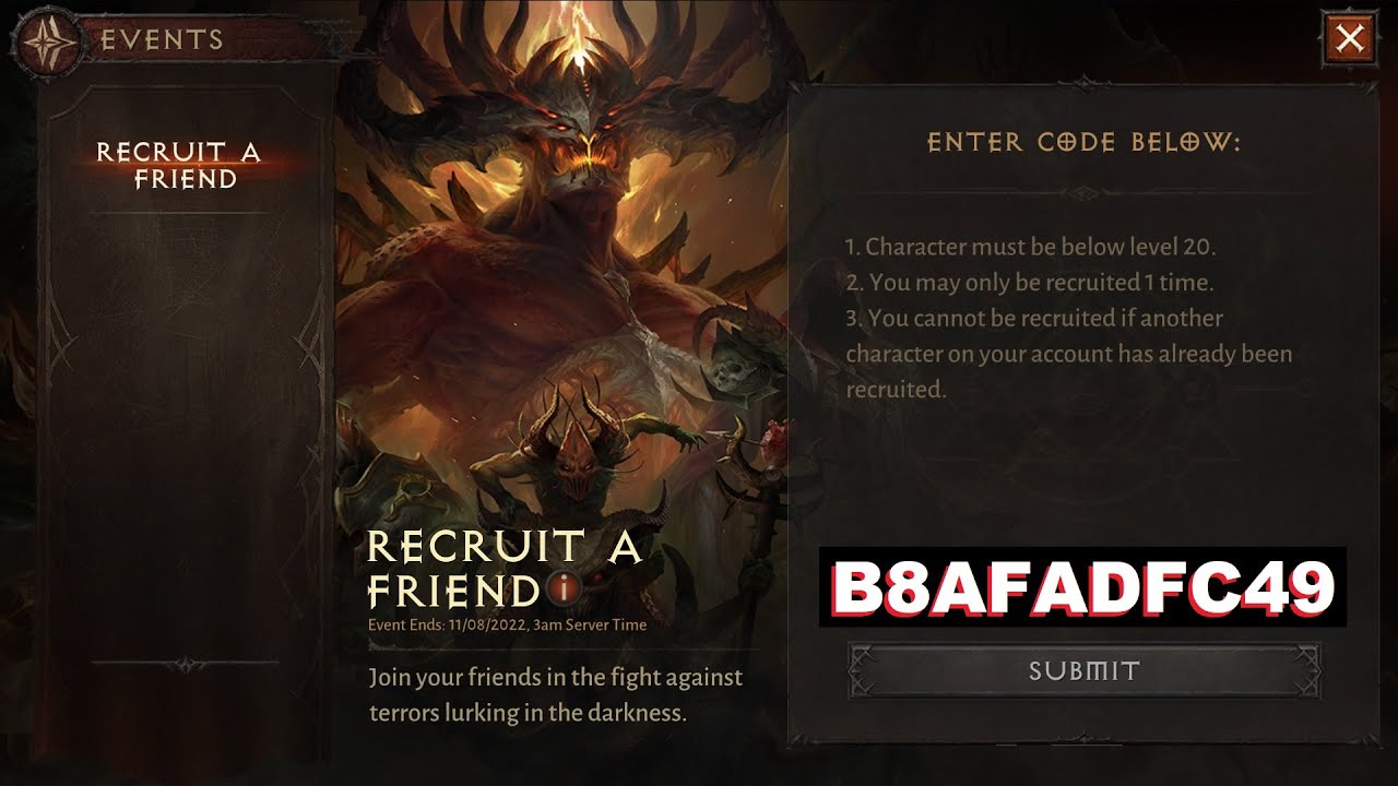 Recruit A Friend But Diablo Immortal Events 