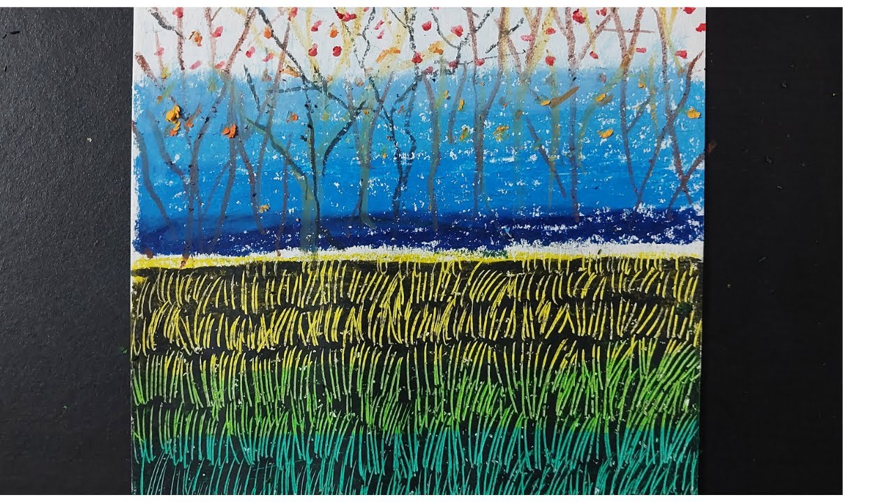 Ever Green India / Scenery Drawing / Nature Drawing / Oil Pastel Drawing