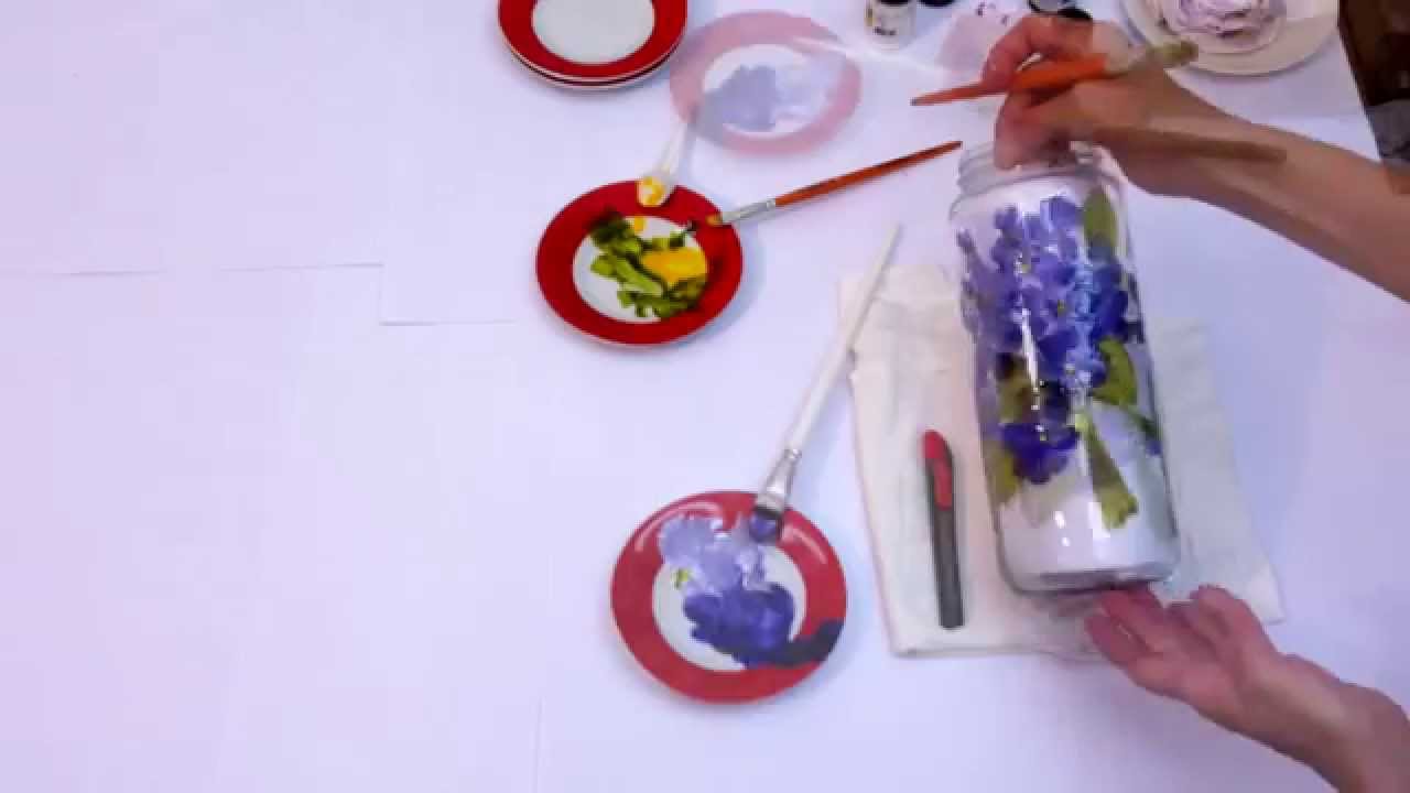 Pintura em Tela - Violetas no Vidro