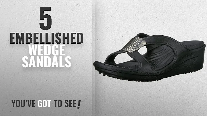 Top 5 Embellished Wedge Sandals [2018]: Crocs Women's Sanrah Embellished Wedge Sandal, Black/Silver