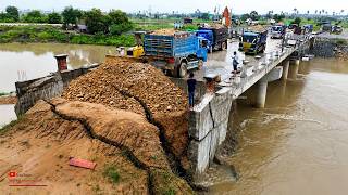 Risky Epic! Wisely Small Overland Vehicle Process​​ Filling The River​ Bridge​ Construction Biggest
