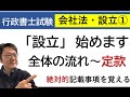 会社法・設立① 設立の流れ~定款絶対的記載事項 後半に過去問4問チャレンジ!行政書士試験