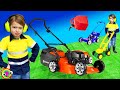 Lawn mowers for kids  learning yard work kids  min min playtime