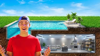 Building the Ultimate HIDDEN Underground Survival Bunker &amp; Luxury Pool (Part 2)
