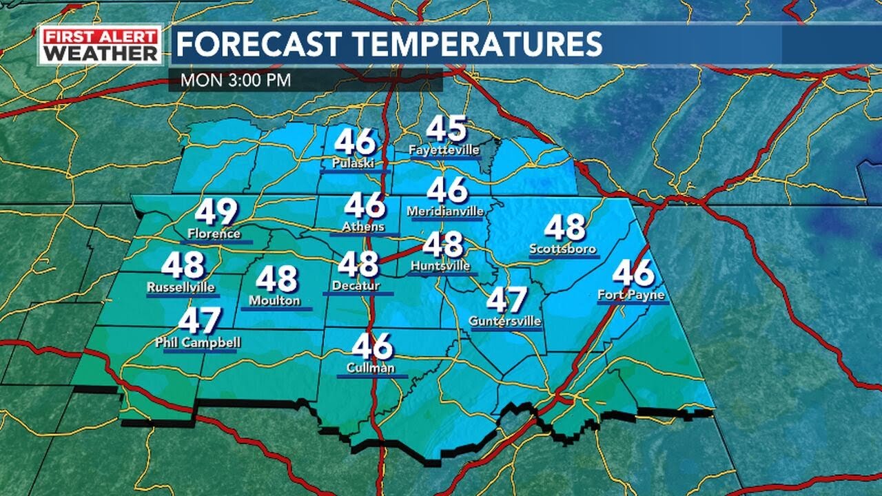 48 First Alert Forecast: Sunny but chilly 40s to start the week - YouTube
