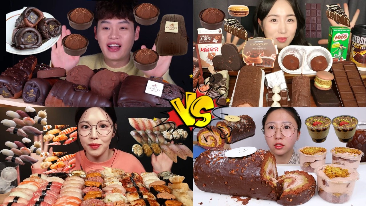 Chocolate Dessert Mukbang 🍫🔥 | Godiva Cake, Ice Cream & Sweet Sushi VS Challenge
