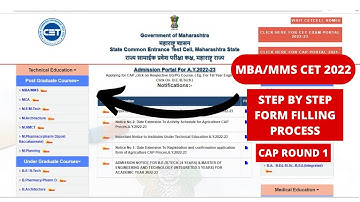 MBA/MMS 2022 STEP BY STEP CAP ROUND 1 FORM FILLING PROCESS DETAILED VIDEO COLLEGE LISTS #mbacet#mba