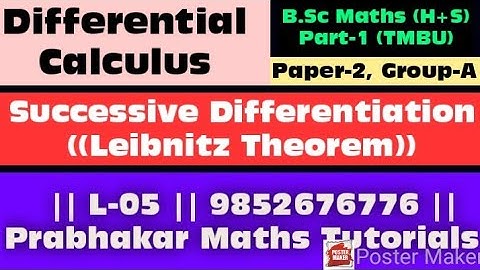#DifferentialCalculus #BScPart-1 #L-05 #SuccessiveDifferentiation #LeibnitzTheorem #Paper-2(A) #TMBU
