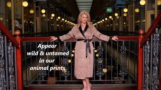 Nighties, Robes and Pyjamas in a brushed back satin animal print