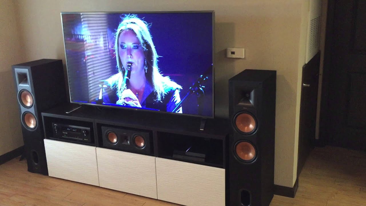 Klipsch R-28F & Denon avr-x1100w First stereo/home theater system - YouTube