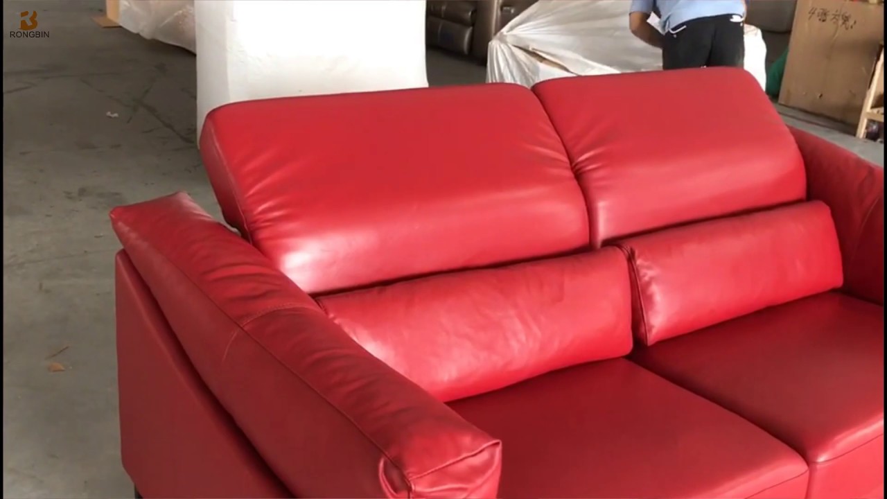China Furniture Factory Manufacture Red Leather Sofa  