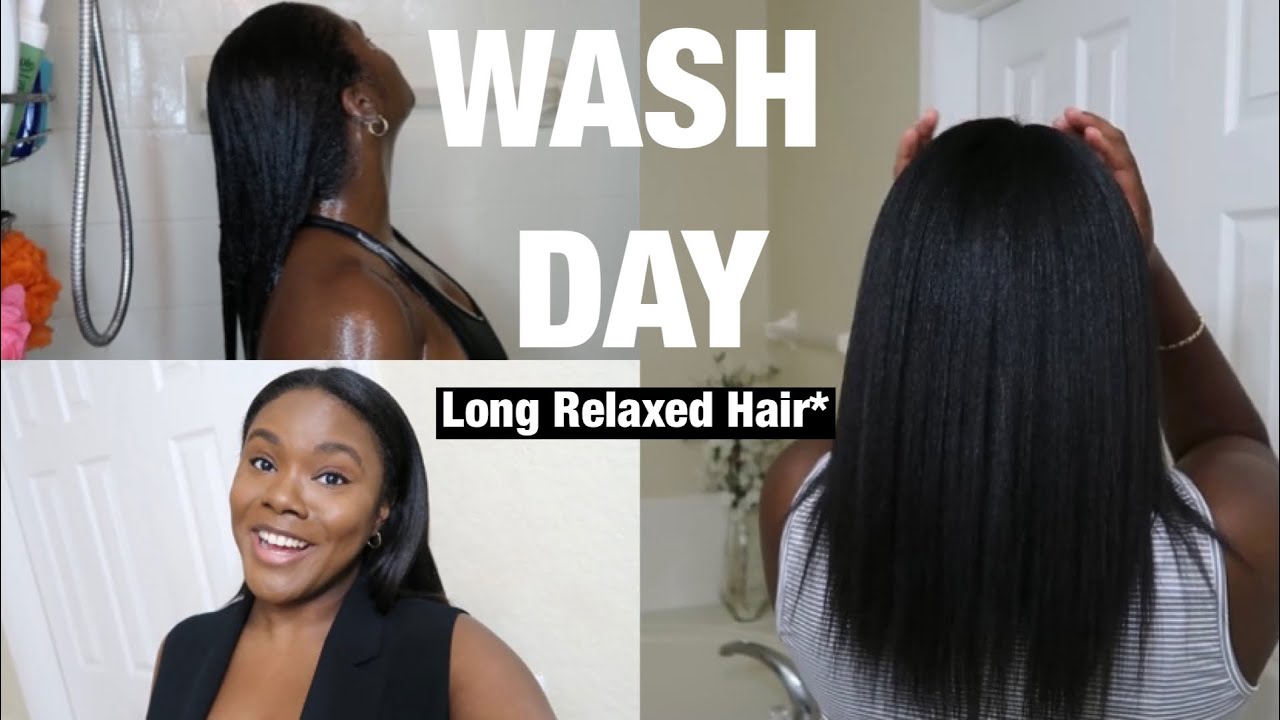 Relaxed Hair Wash Day Routine - YouTube
