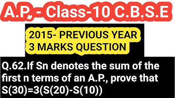 2015-3-MARKS-If Sn denotes the sum of the first n terms of an AP, prove that S30 = 3 (S20 - S10).