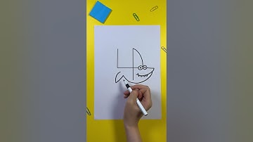 Funny Shark from Number 4! 🦈✏️ Easy Drawing Trick for Kids! #art #fun #learn