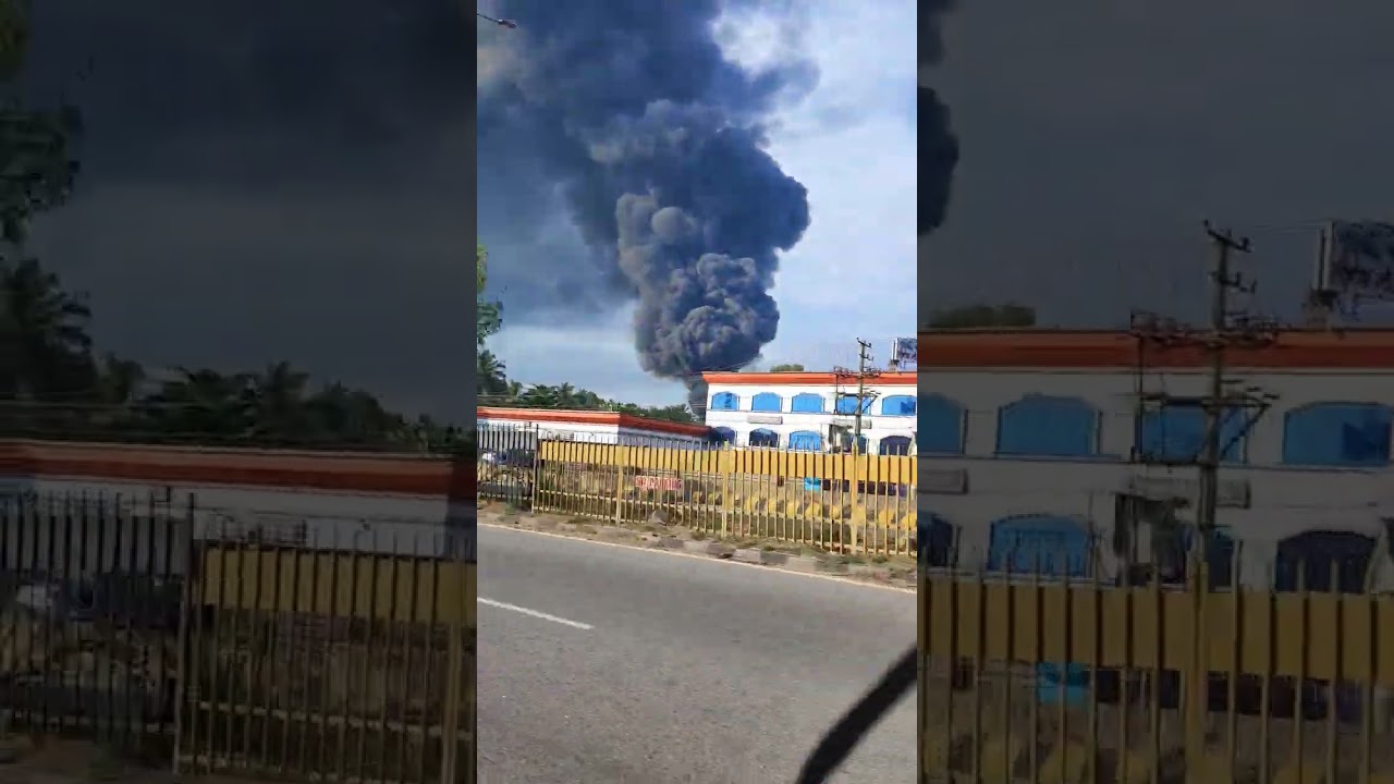 oil godown caught fire at adakamaranahalli nelamangala