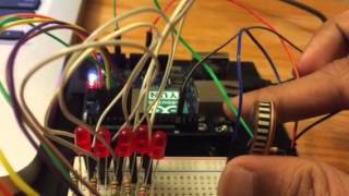 Flex sensor triggers different LEDs | User sets limits for data logging