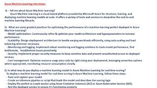 Azure Machine Learning Interviews