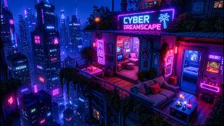 Cyberpunk Sky Balcony 🌌 Warm Neon Glow and Endless City Views for Sleep & Chill | 4K 8Hours