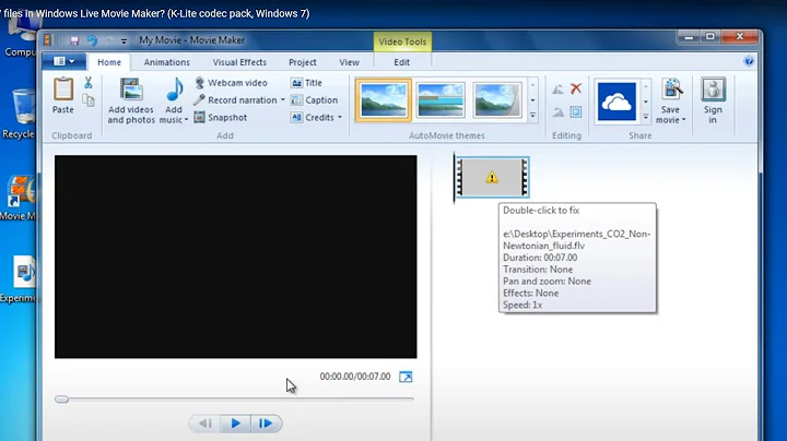 How to open .FLV files in Windows Live Movie Maker? (K-Lite codec pack, Windows 7)