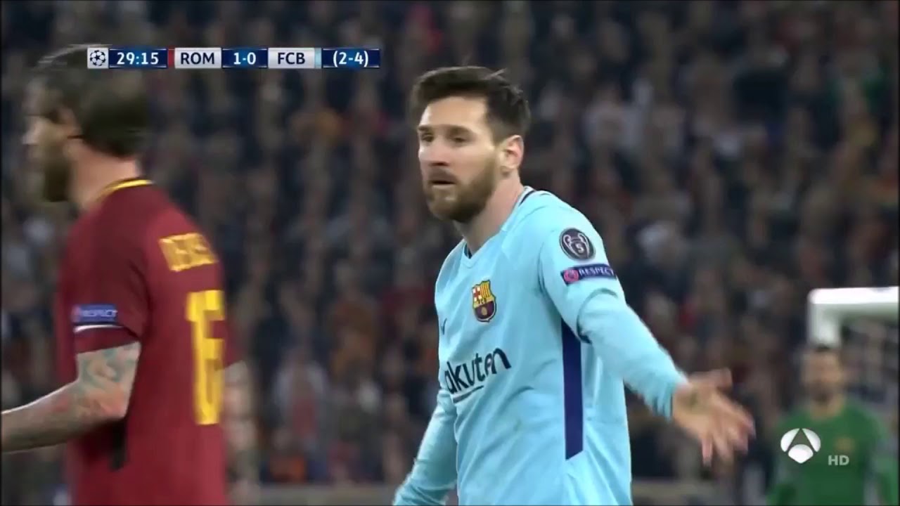 Lionel Messi vs As Roma (UCL 2017-18) Away - YouTube