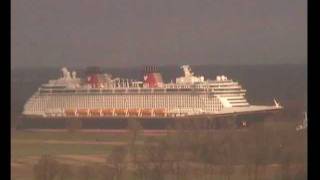 "Disney Fantasy" departing the Meyer Werft Shipyard for the North Sea on January 20, 2012