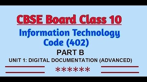 IT(402), Class 10 UNIT 1: DIGITAL DOCUMENTATION (ADVANCED)  : 2 Insert and use images in document