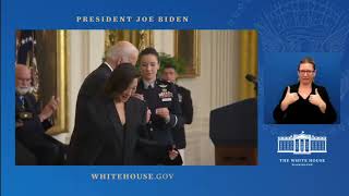 Michelle Yeoh receives the Presidential Medal of Freedom from President Joe Biden